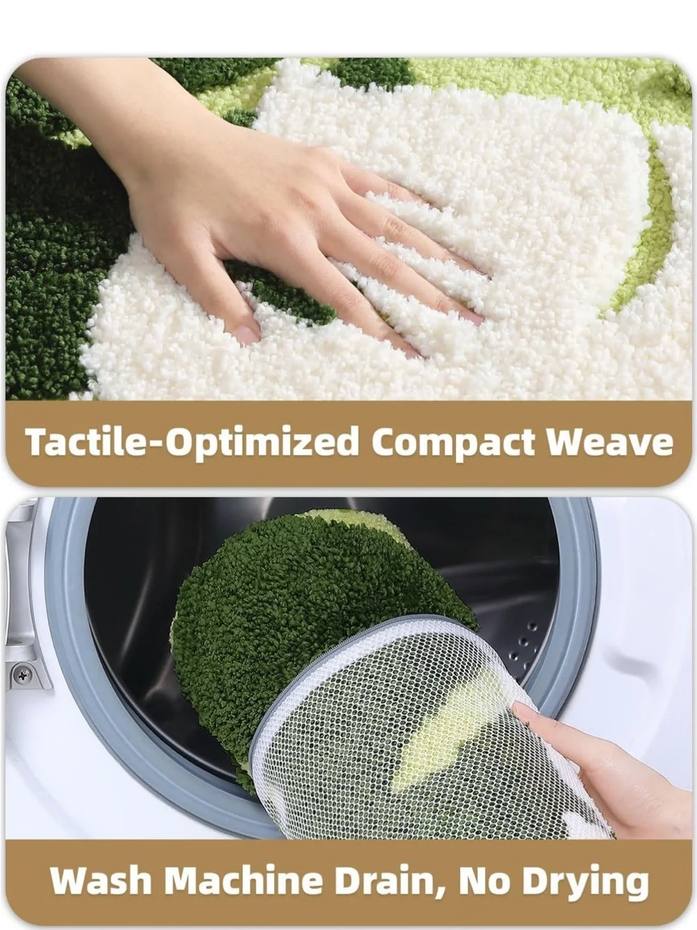 NEW Green Leaf Bath Rug - Soft Microfiber Bathroom Mat